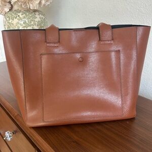 Banana Republic Brown Leather Tote Bag Large Shoulder Bag Work Tote